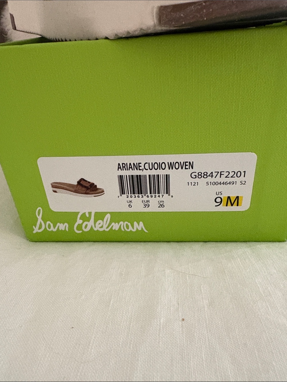 Sam Edelman Brown Raffia Slide Sandals with Tortoiseshell Buckle - Picture 2 of 3